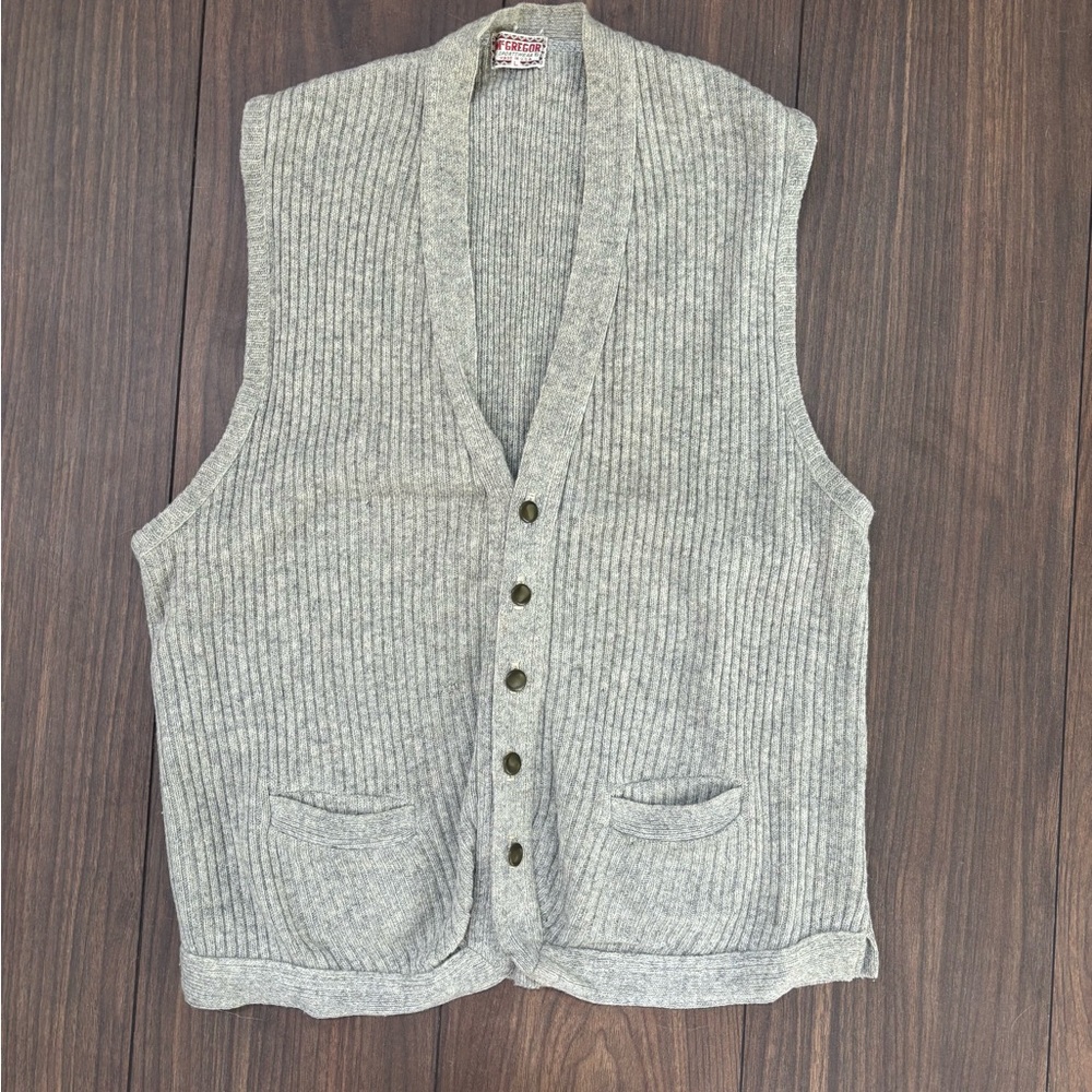 McGregor Gray Ribbed Cardigan Vest